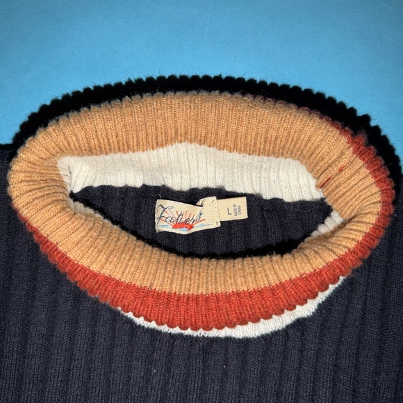 Faherty Womens Ribbed Black Retro Stripe Turtleneck Size Large Cashmere Blend - Picture 4 of 6